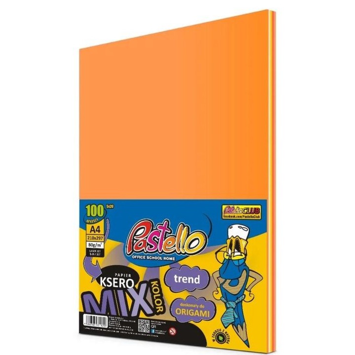 Hartie copiator Alfa Pastello A4 80g 100 coli portocaliu multicolor