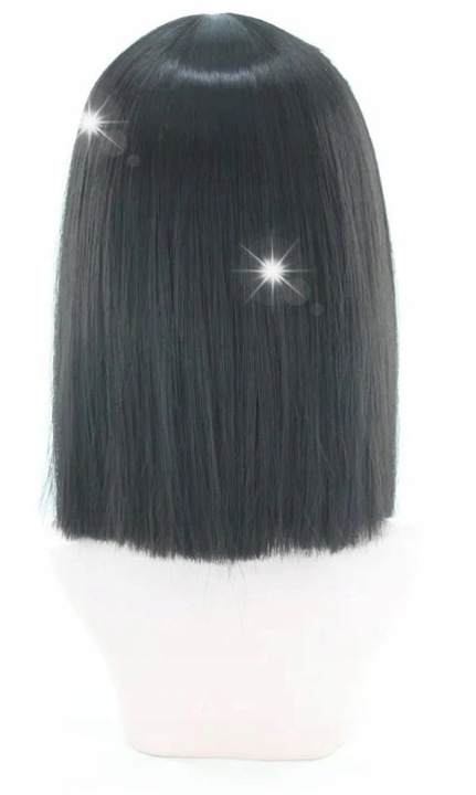 Peruca DKM Mia Wallace bob fekete 40cm frufruval