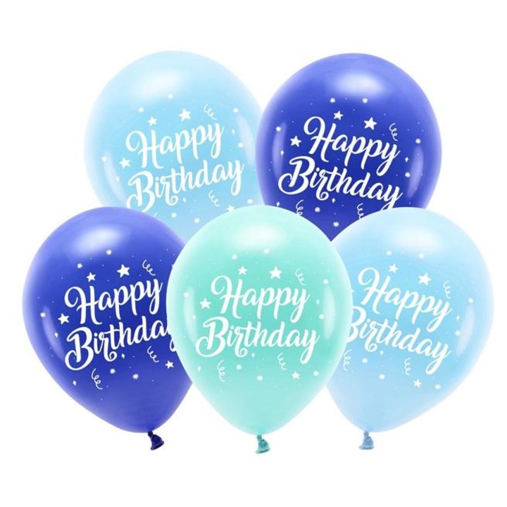 Balon Eco PartyDeco Happy Birthday multicolor 26cm set 5 buc