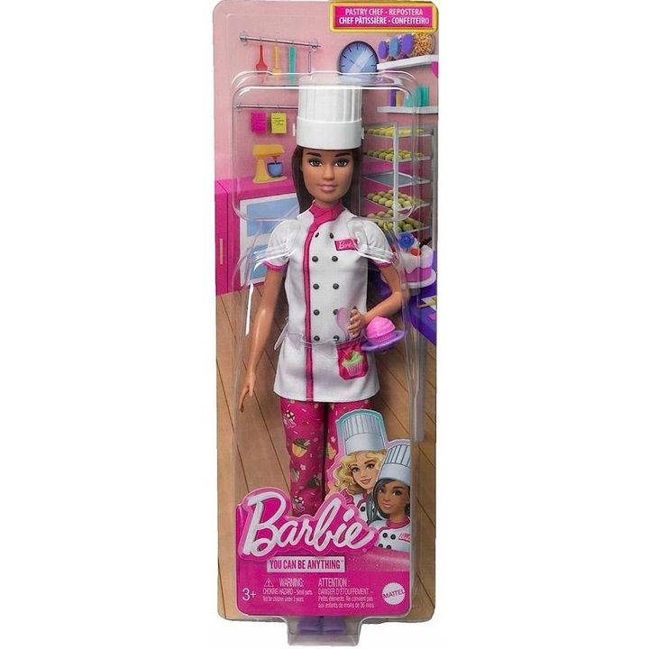 Кукла/фигурка Barbie Mattel Кариера Сладкар HKT67, от винил, колекционерска кутия с прозорец, многоцветна, 1 бр
