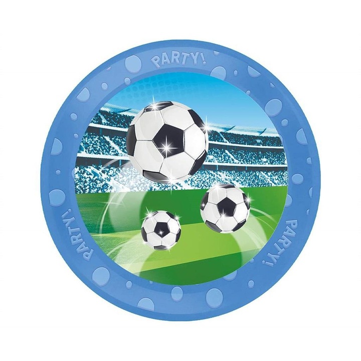 Godan Soccer műanyag tányér, újrafelhasználható, 21 cm, többszínű