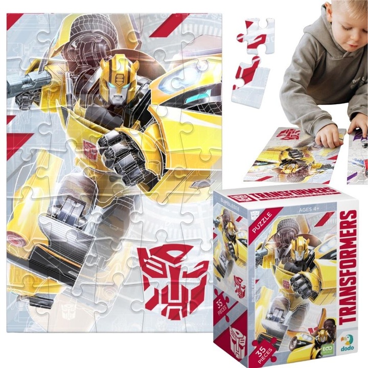 Пъзел Dodo Transformers Bumblebee, игра за сглобяване за деца 4+, Многоцветен, 35 части