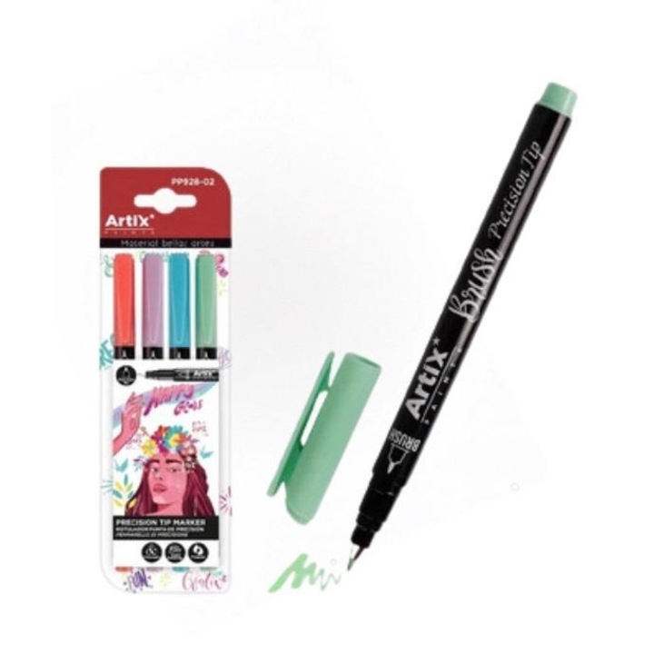 Маркери Artix Happy Colors с прецизен връх, блистерна опаковка, Многоцветни, 4 бр.