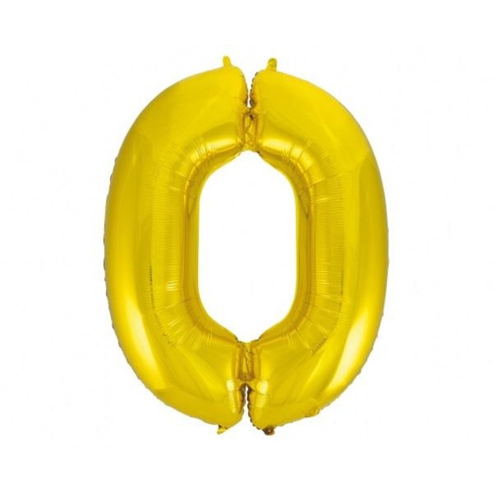 Balon folie Godan Cifra 0, balon numar pentru umplere cu heliu, 92 cm, auriu