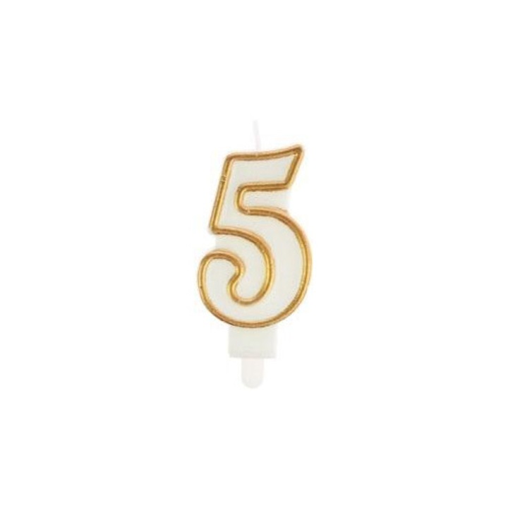 Парти свещ цифра 5 Arpex златна 7.5см многоцветна