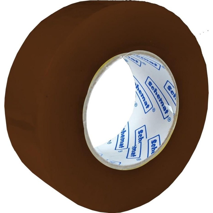 Banda adeziva de ambalare/scotch Schemat 48 mm x 200 m, rezistenta la rupere, adeziv puternic, maro