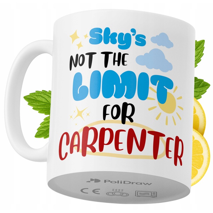 Cana ceramica / mug PoliDraw, personalizabila cu imprimare obustrona prin sublimare, rezistenta la masina de spalat si la microunde, alb, 330 ml