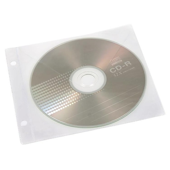 Huse/plicuri pentru CD/DVD Biurfol, cu clapeta, perforate, 131x146 mm, Multicolor, 10 buc