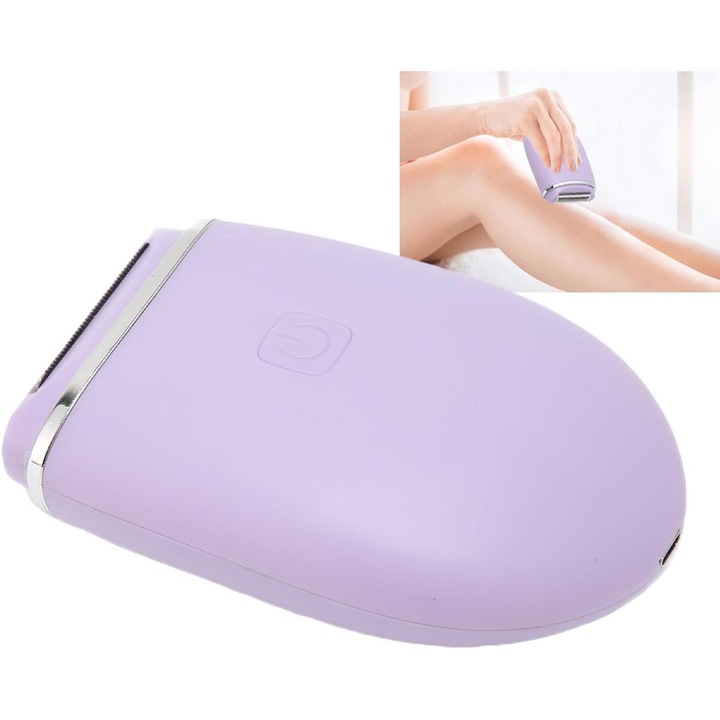 Elektromos epilátor nőknek, mini borotva, 3 az 1-ben pengék lekerekített élekkel (R szög) a biztonságért, USB újratölthető, lila, 1 db
