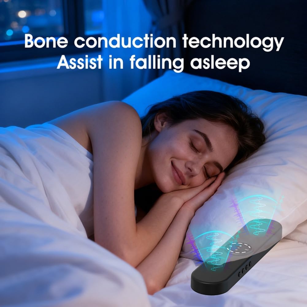 Boxa Bluetooth portabila/difuzor cu conductie osoasa, 36 sunete pentru somn, anulare zgomot alb, Bluetooth 5.4, suport TF card, baterie litiu reincarcabila, LED display, alb