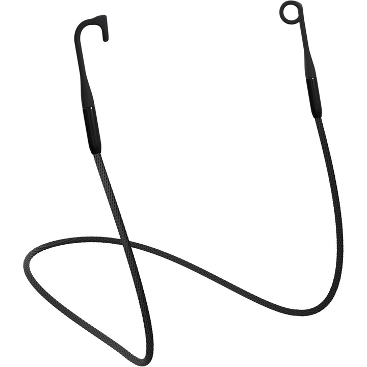 Cablu de conectare pentru casti/earbuds, cu inchidere magnetica, rezistent la tractiune, cu inel din silicon, negru, 1 buc.