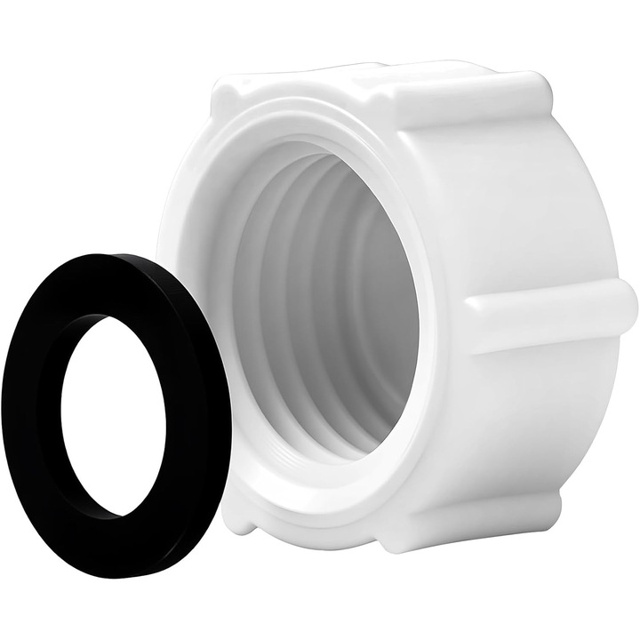 Capac supapa drenaj filtru de nisip, cu garnitura O-ring, etansant, compatibil Intex 11456 pentru piscine supraterane, alb/negru, 1 set