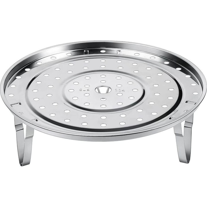 Suport pentru aburi, tava de aburi din otel inoxidabil 304, picioare detasabile, pliabil pentru depozitare, compatibil cu oale si vase sub presiune, inox, 22.1 cm