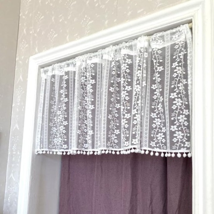 Perdea scurta bumbac mandala bej 100x45cm