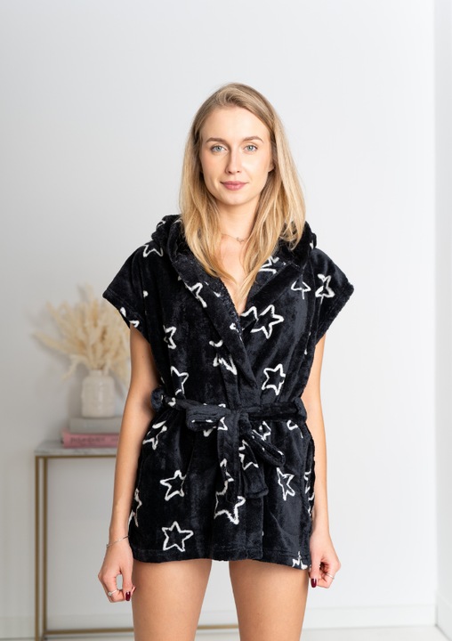 Halat de baie dama Vienetta, fara maneci, pufos, elegant, material placut la atingere, One Size INTL