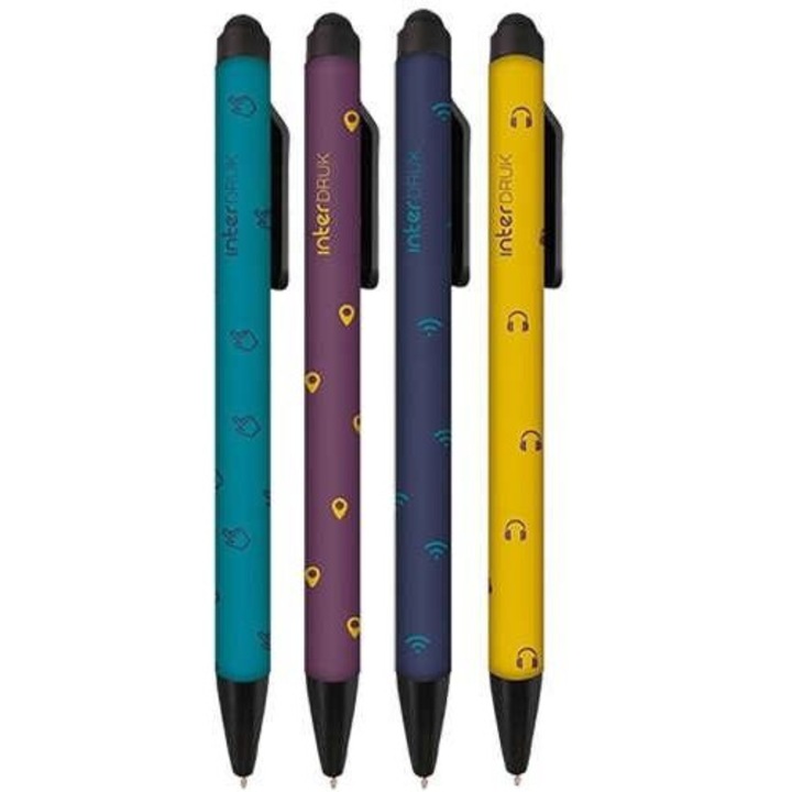 INTERDRUK Icon gél-olaj toll, 0,5 mm-es hegy, kék tinta, kék, 24 db