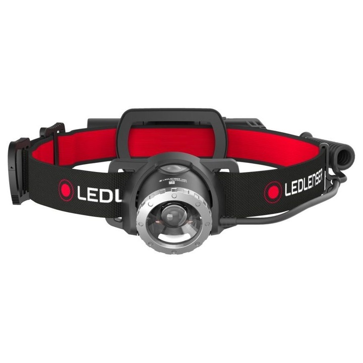 Челен фенер, Ledlenser, H8R, 600 лумена, 3200mAh батерия, водоустойчив IPX4, с функция за промяна на фокуса, с USB 3.0 зареждане, с червен и зелен филтър, с микроконтролер, с индикатор за разреждане, с лента за глава