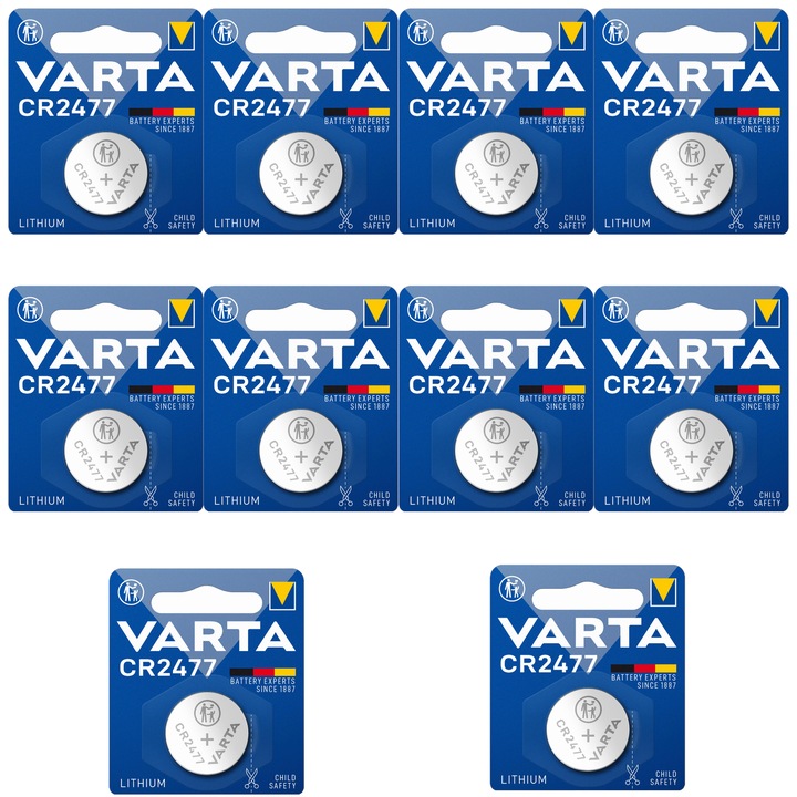 Baterie buton Varta CR2477, litiu 3V, 850 mAh, nereincarcabila, diametru 24.5 mm, argintiu, 1 buc