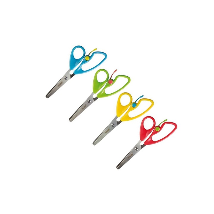 Foarfeca scolara cu retur, lame din inox, varf bont, 14.4 cm, multicolor MILAN sku11