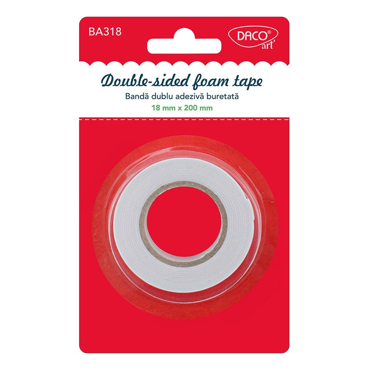 Banda Dublu Adeziva Buretata 18mm x 200mm pentru Proiecte Creative si Hobby DACO sku28