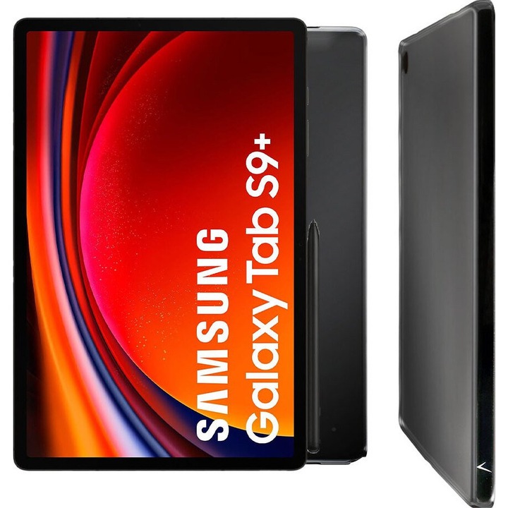 Husa tableta Volte-Tel Silicon Deluxe TPU cu Camera Guard si protectie la socuri, compatibila cu Samsung Galaxy Tab S9+ / Tab S10+ 12.4, Negru