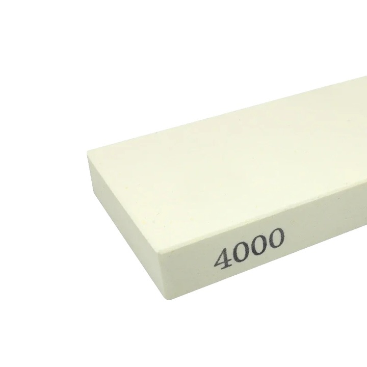 Élezőkő / whetstone, korund, 4000 grit, 180x60x15 mm, fehér, 1 db