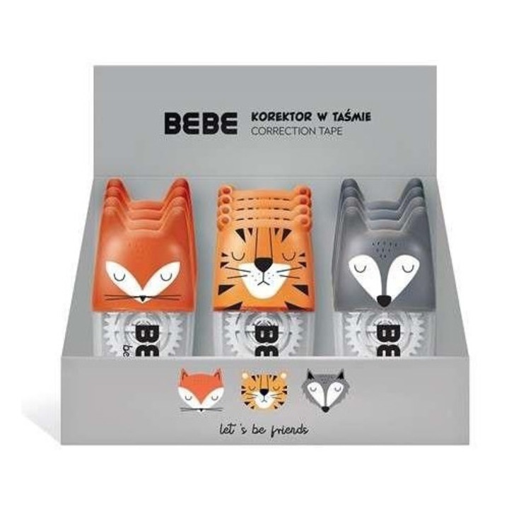 INTERDRUK BB Friends Boys szalagos hibajavító, 6 m szalag, állatos design, többszínű, 12 db