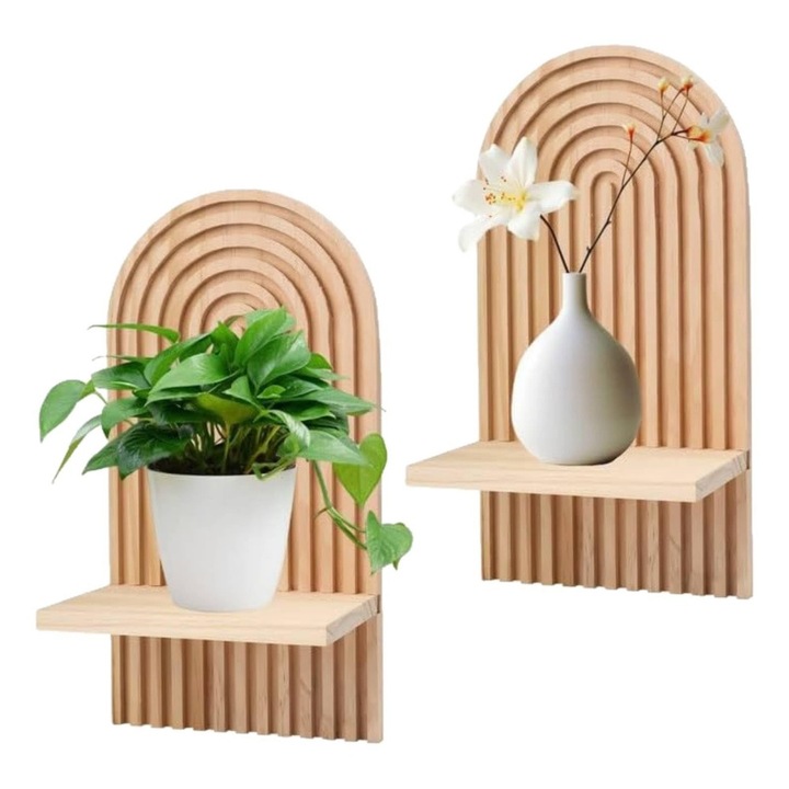 Raft suspendat, usor de montat, robust si rezistent, ideal pentru decorarea camerei, culoare lemn natural