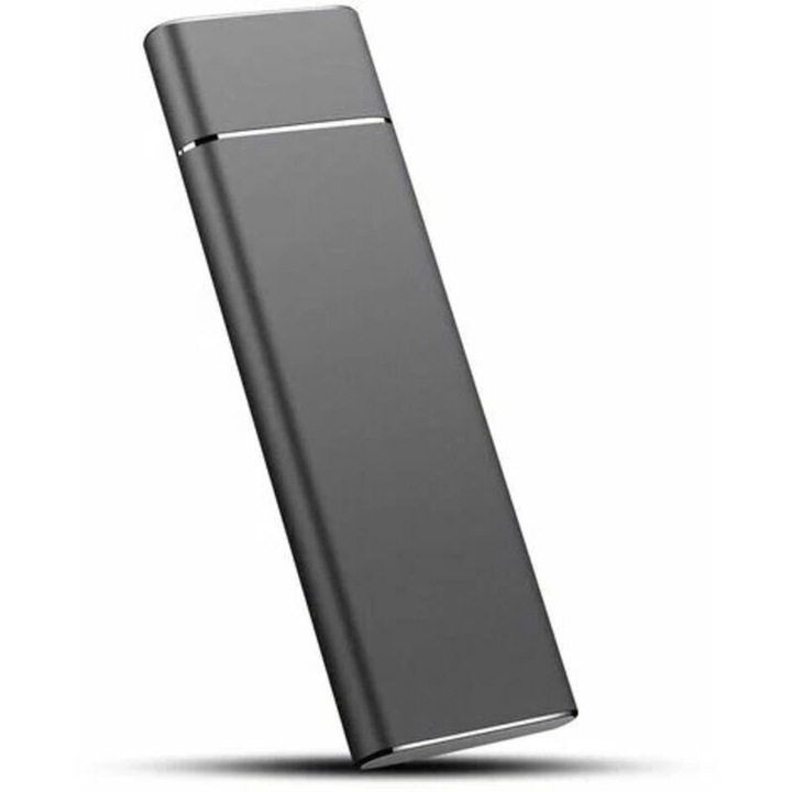 SSD extern / hard disk extern M.2-ms, ultra-subtire din aluminiu, USB 3.1 Gen1 (430/370 MB/s), compatibil OTG, argintiu, 2TB