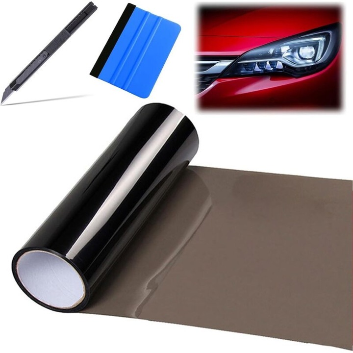 Folie auto autoadeziva, 30x120cm, PVC, transparenta, protectie faruri si stopuri