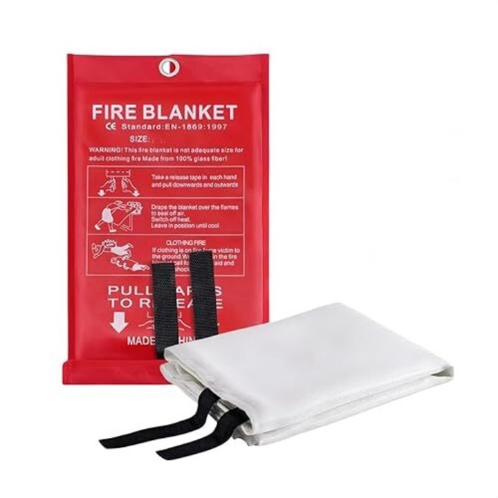 Patura de incendiu 1x1m din fibra de sticla ignifuga