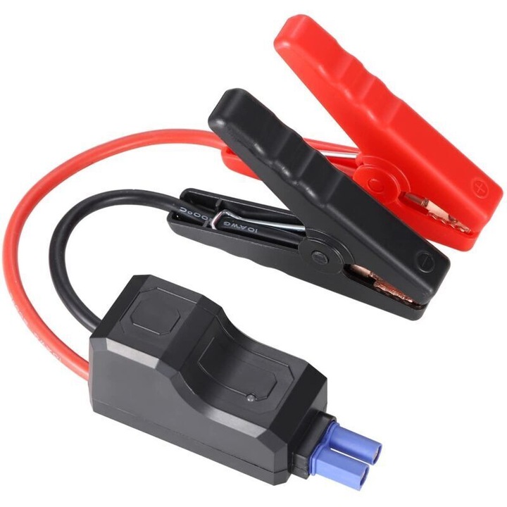 Cabluri pornire auto inlocuire cu cleme crocodil pentru jump starter, compatibile 12.6V/16.8V, 500A, din ABS si cupru, protectie inteligenta 5 functii, rosu/negru, 1 set