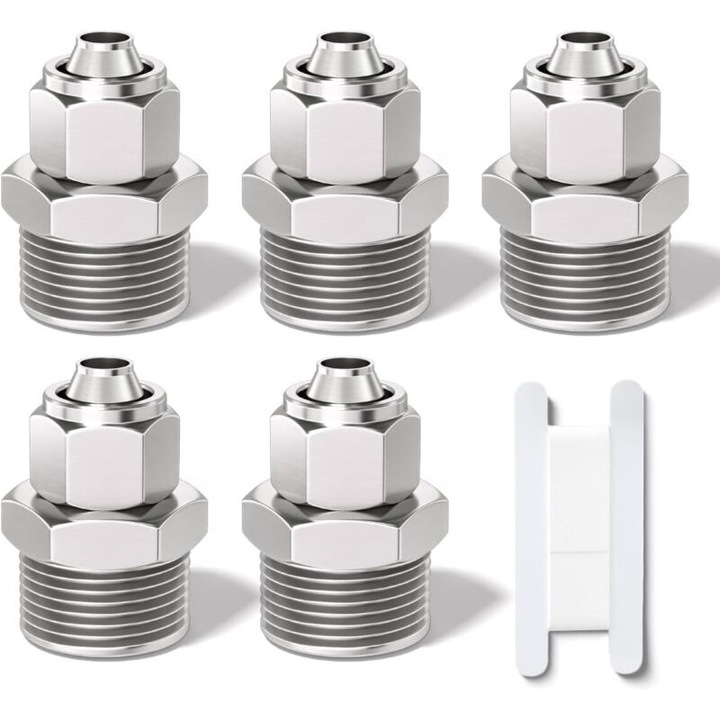 Pneumatikus adapter/csatlakozó KPC6-03, 6 mm-es csőhöz, 3/8" BSP menet, ezüst, 5 db