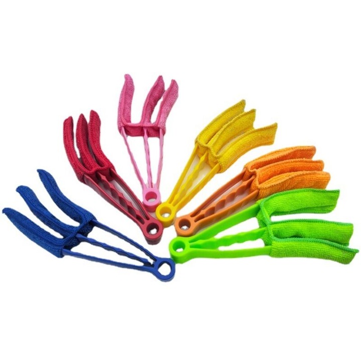 Perie dubla curatare microfibra roz 21x2.2cm