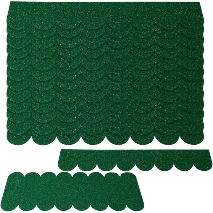 Set 53 sindrile acoperis autoadezive din fetru, impermeabile, rezistente la intemperii, Verde, 50 x 295 x 50 mm + 3 x 295 x 110 mm