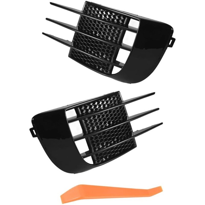 Capace grila proiector ceata pentru Golf 6 MK6 GTD 2008-2013, montaj direct, finisaj lucios, negru, 2 buc