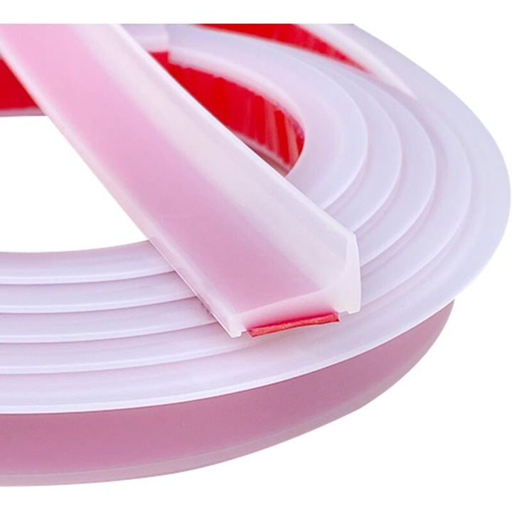 Bariera de etansare pentru dus 120 cm, profil din silicon autoadeziv, anti-inundare, transparent, latime baza 2 cm, inaltime 1.2 cm