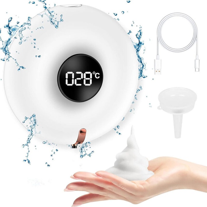 Dozator automat sapun spuma perete 300ml alb 2000mAh USB