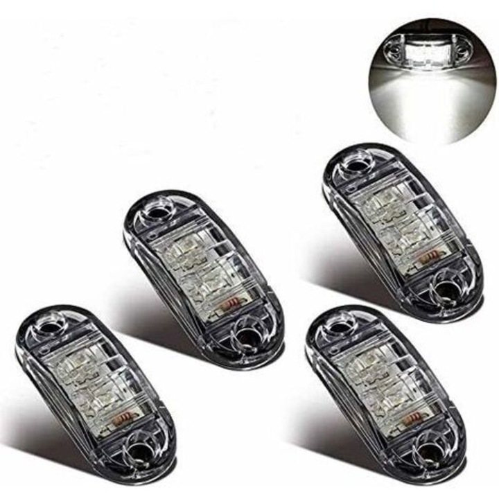 Set 4 LED-uri multifunctionale, alb, 6.5x2.8x1.8cm, cablu 14.4cm