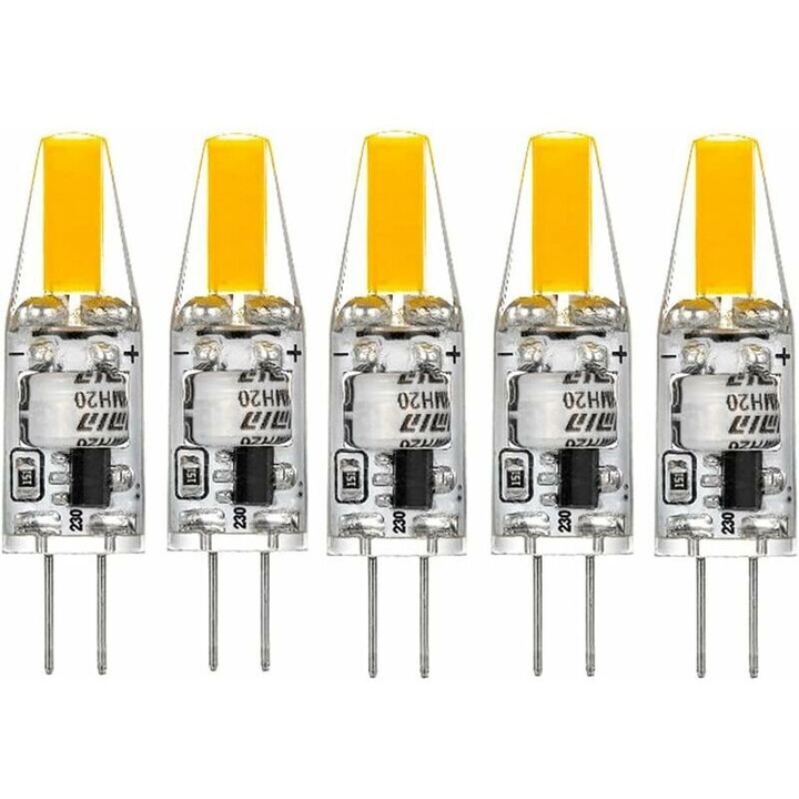 Bec G4 LED 220V 3W 2700K, 160 lm, szilikon burkolat, 30W halogén izzó kiváltására, meleg fehér, 5 db