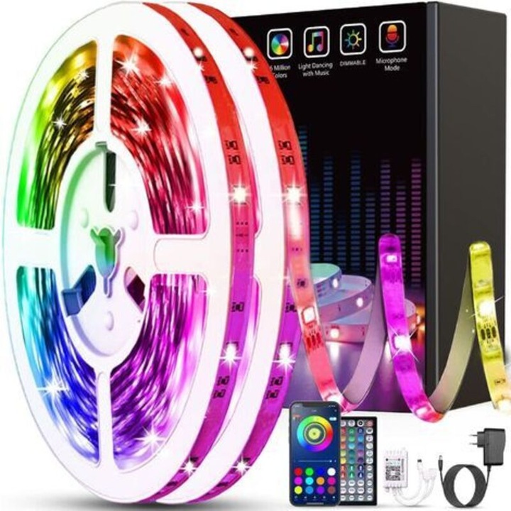 Banda LED 30m multicolor control APP telecomanda