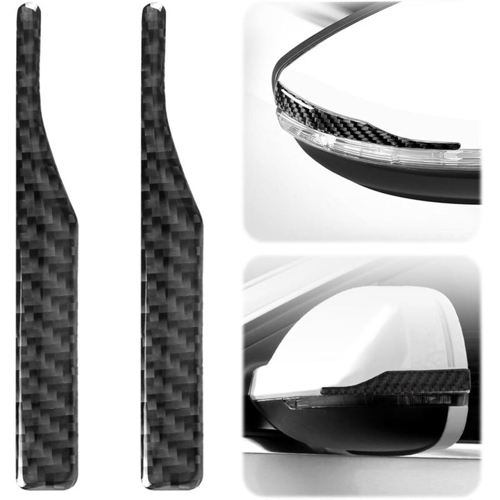 Autocolante protectie oglinzi auto, fibra carbon, 12x1.8cm