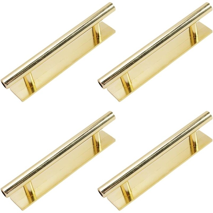 Manere usa culisanta/maner din plastic, autocolante cu placa, usoare, pentru usi, dulapuri si ferestre din sticla, auriu, set 4 buc
