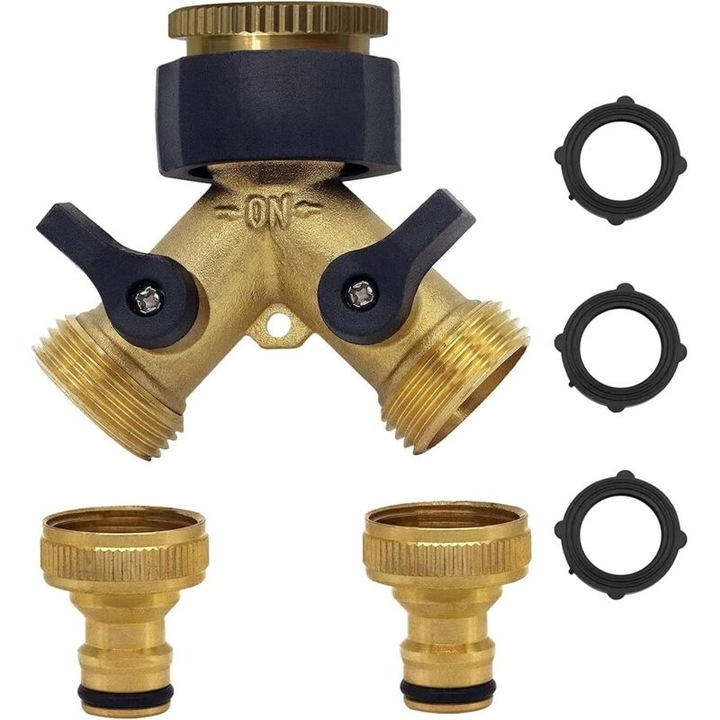 Dupla mosógép csap, sárgaréz Y adapter, 3/4x1/2 hüvelyk
