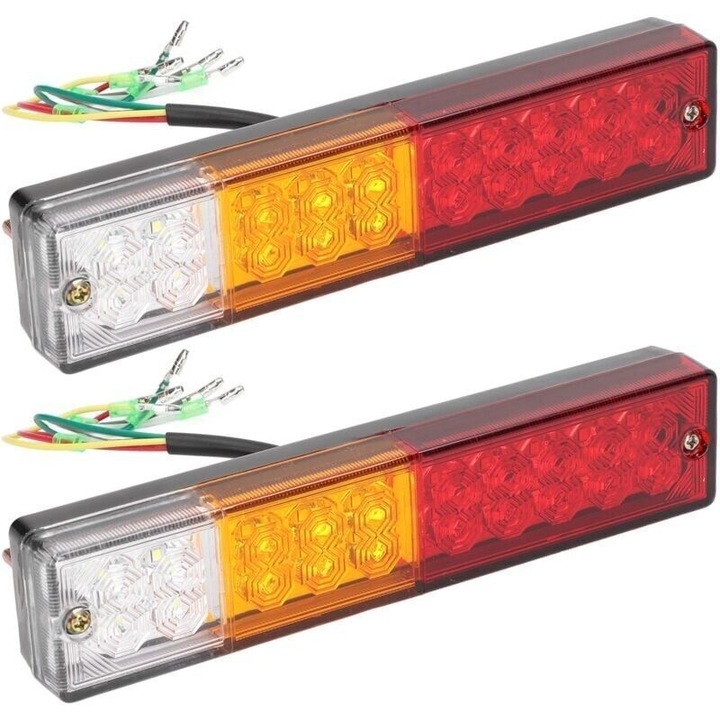 Set 2 stopuri spate dreptunghiulare 20 LED 12V rezistente la apa plastic