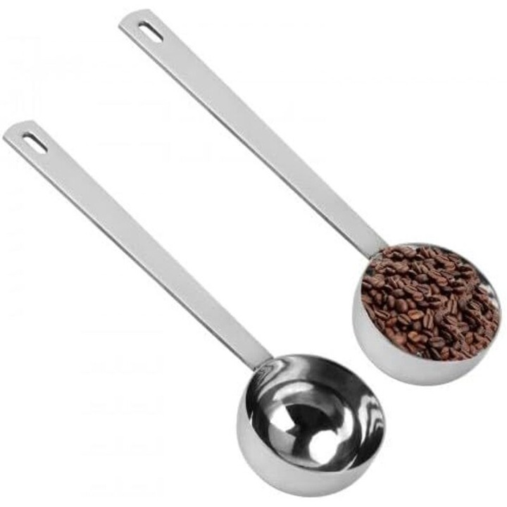 Set 2 lingurite inox 16.3x4.5cm pentru masurat, capacitate 30ml, argintiu