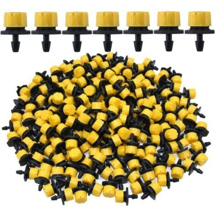 100 micro-picatori irigare, reglabil 360°, galben, 1/4", set