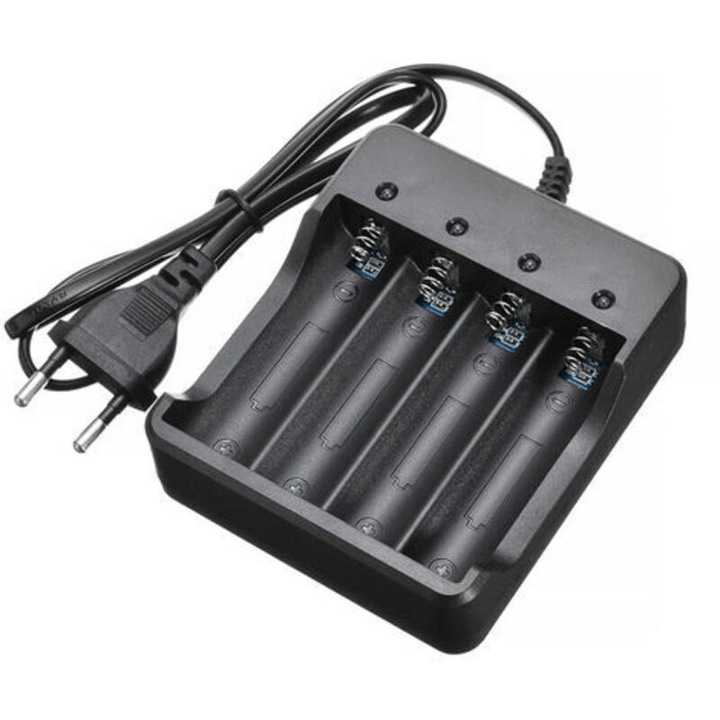 Incarcator baterii litiu-ion 18650, 4 sloturi, cablu inclus, indicator, protectie, 110-240V