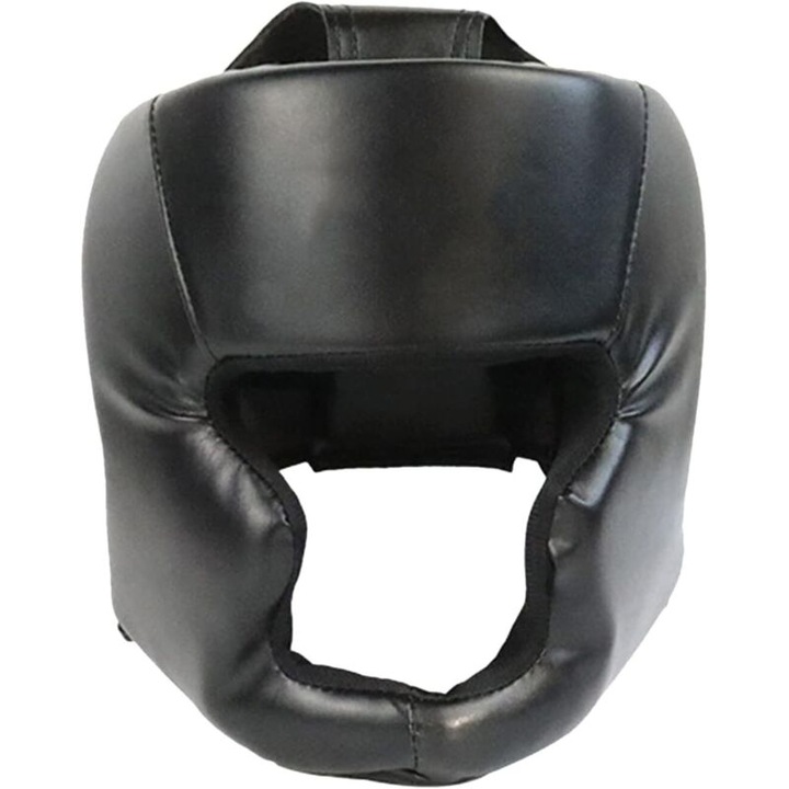Casca de box headgear din piele PU cu captuseala din bumbac, protectie faciala completa, ventilata, cu absorbtie a socurilor, negru, marime universala