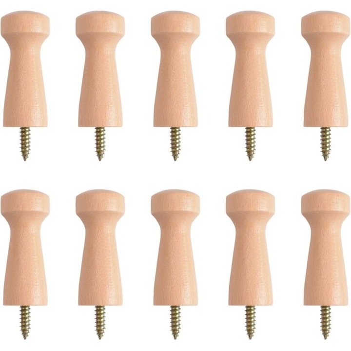 10 darab tömörfa és fém kanál készlet, dekoratív, barna, 10x3cm